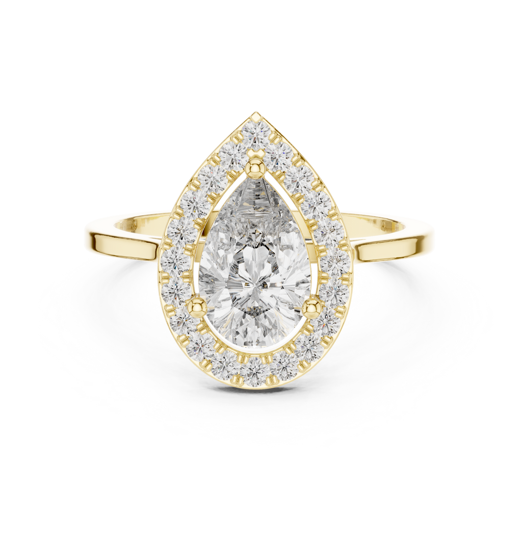 1.20 CT Pear Cut Halo Diamond Engagement Ring