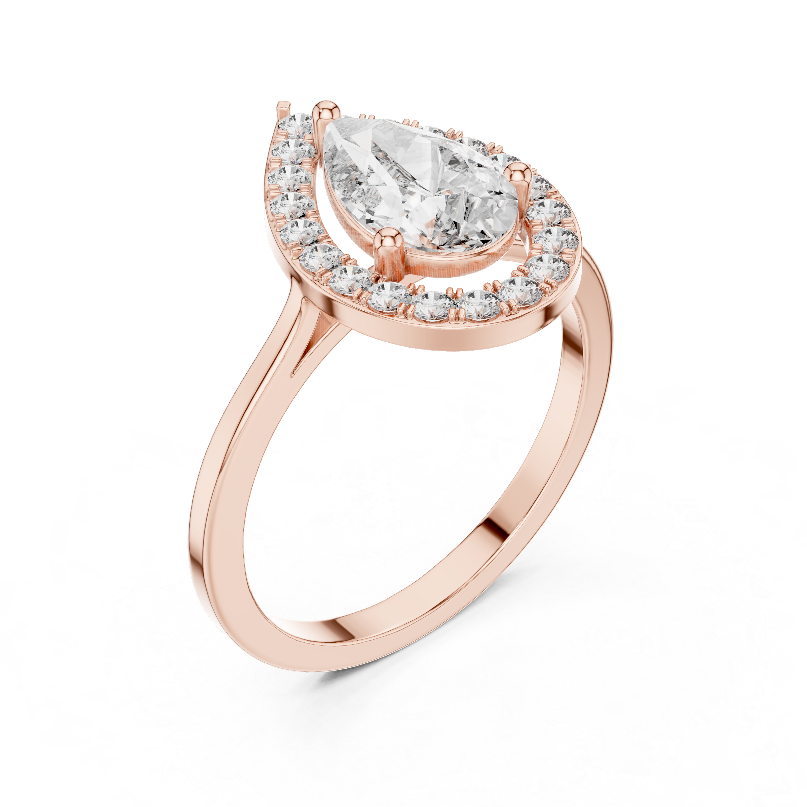 1.20 CT Pear Cut Halo Diamond Engagement Ring