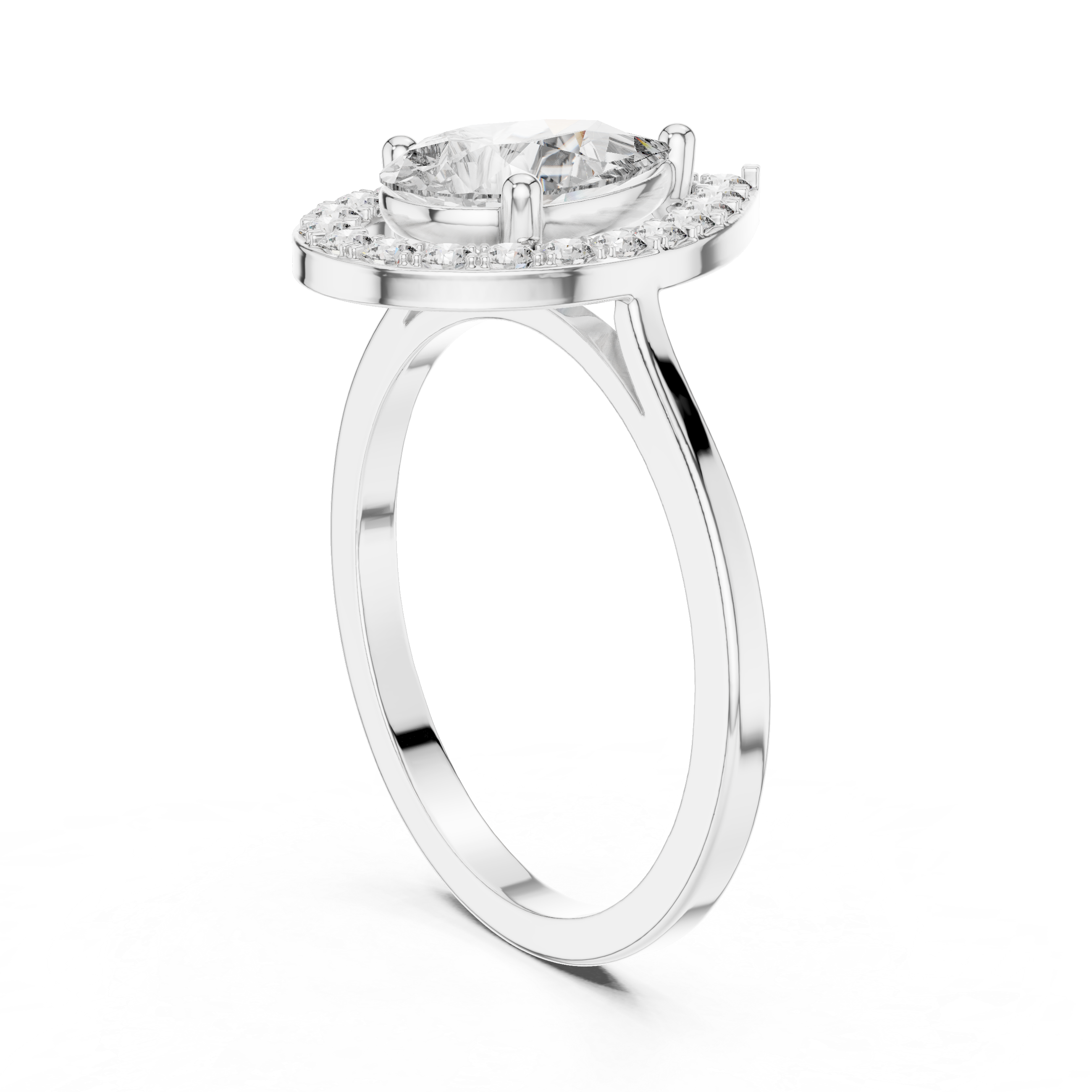 1.20 CT Pear Cut Halo Diamond Engagement Ring