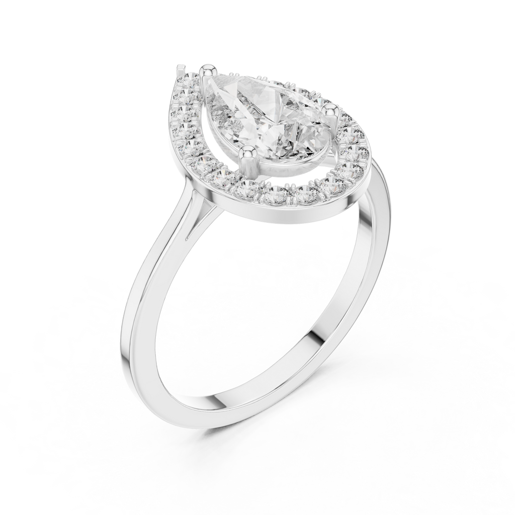 1.20 CT Pear Cut Halo Diamond Engagement Ring