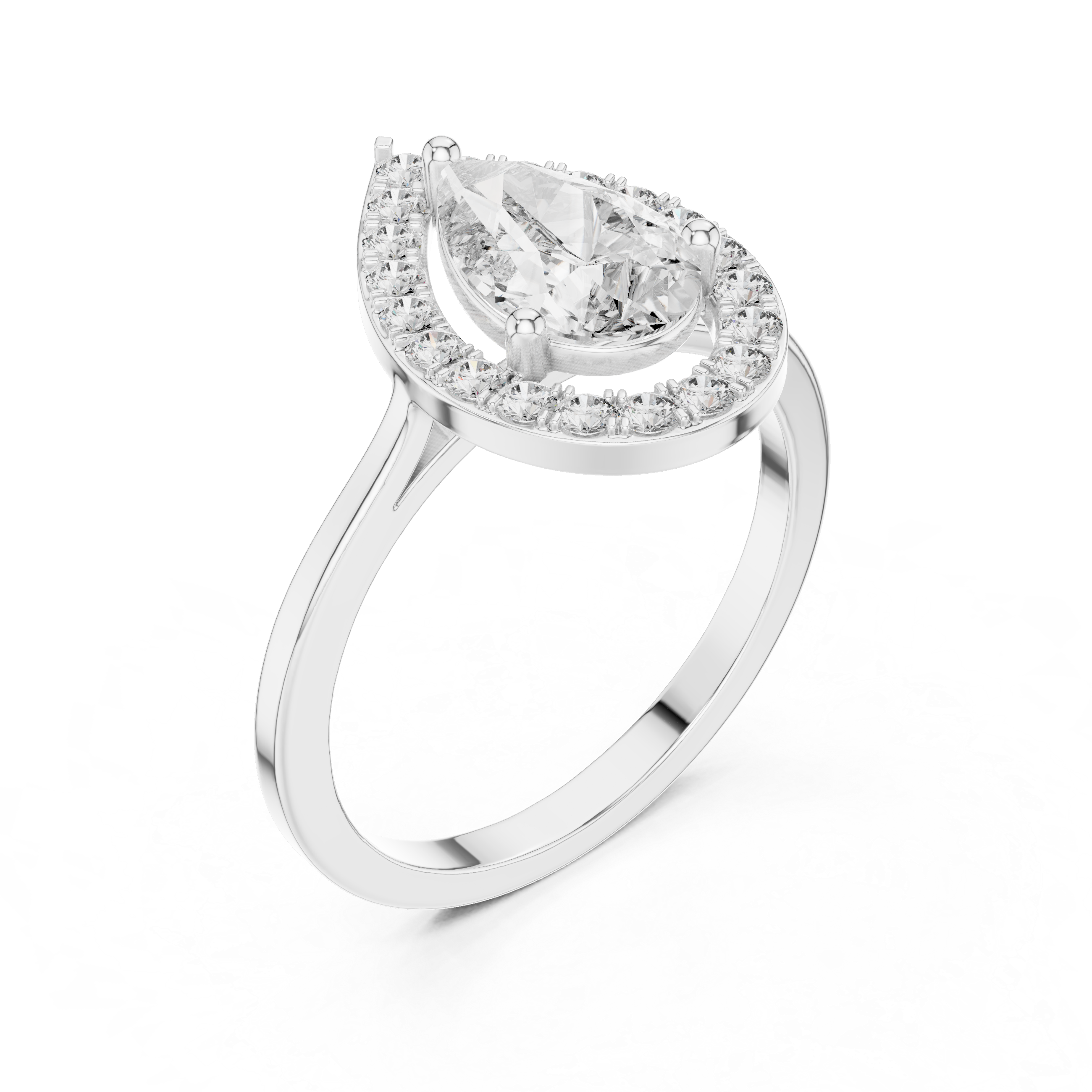 1.20 CT Pear Cut Halo Diamond Engagement Ring