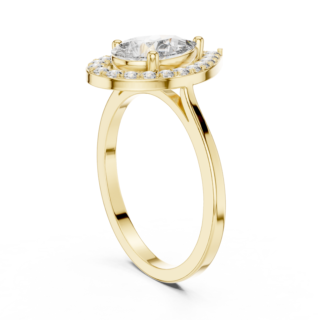 1.20 CT Pear Cut Halo Diamond Engagement Ring