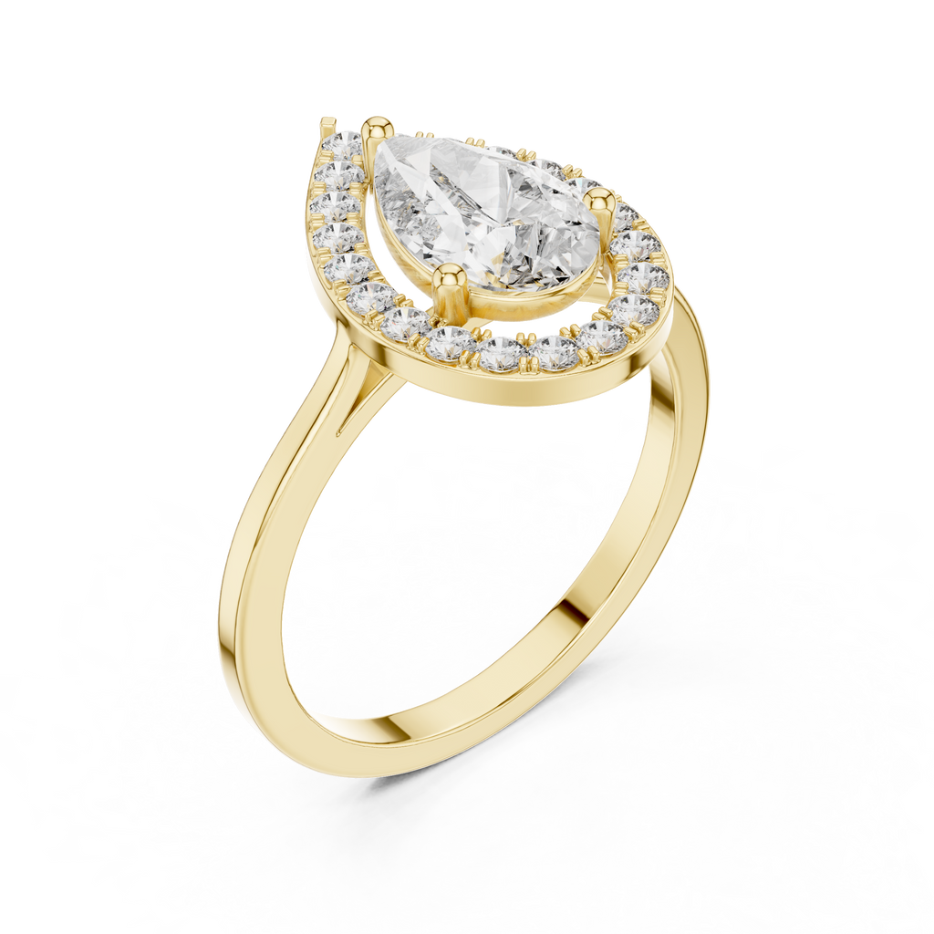 1.20 CT Pear Cut Halo Diamond Engagement Ring