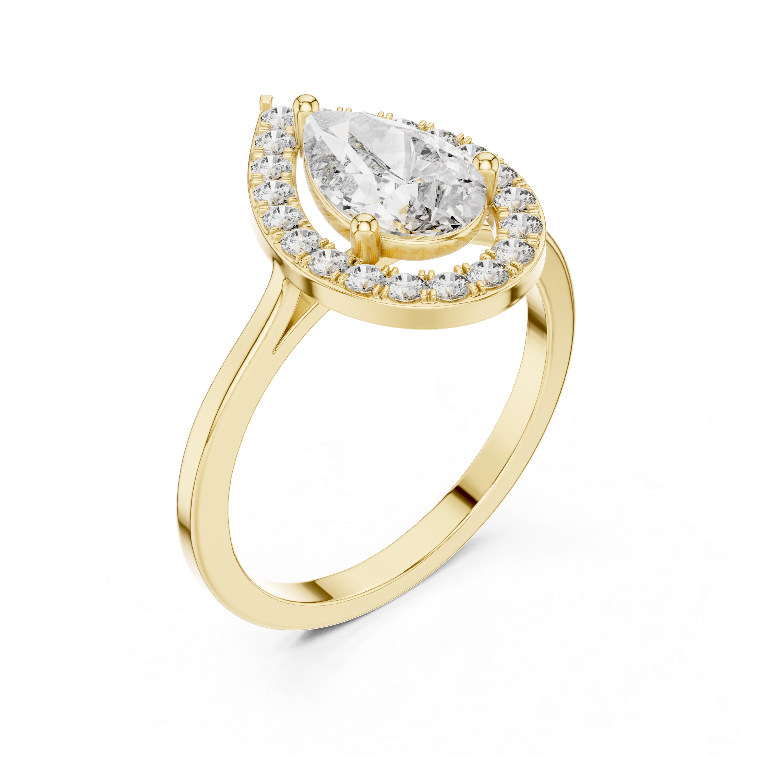 1.20 CT Pear Cut Halo Diamond Engagement Ring