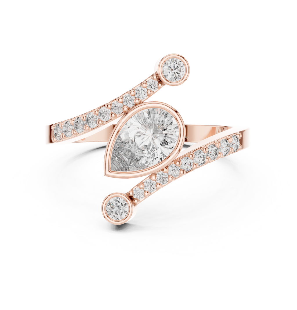 0.72 CT Pear Cut Bypass Diamond Ring