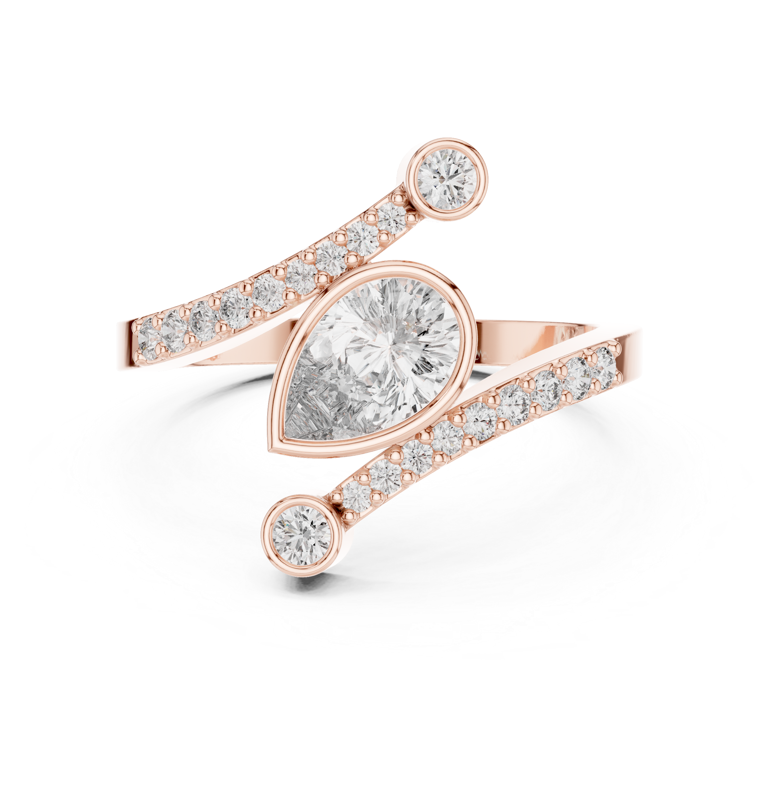 0.72 CT Pear Cut Bypass Diamond Ring