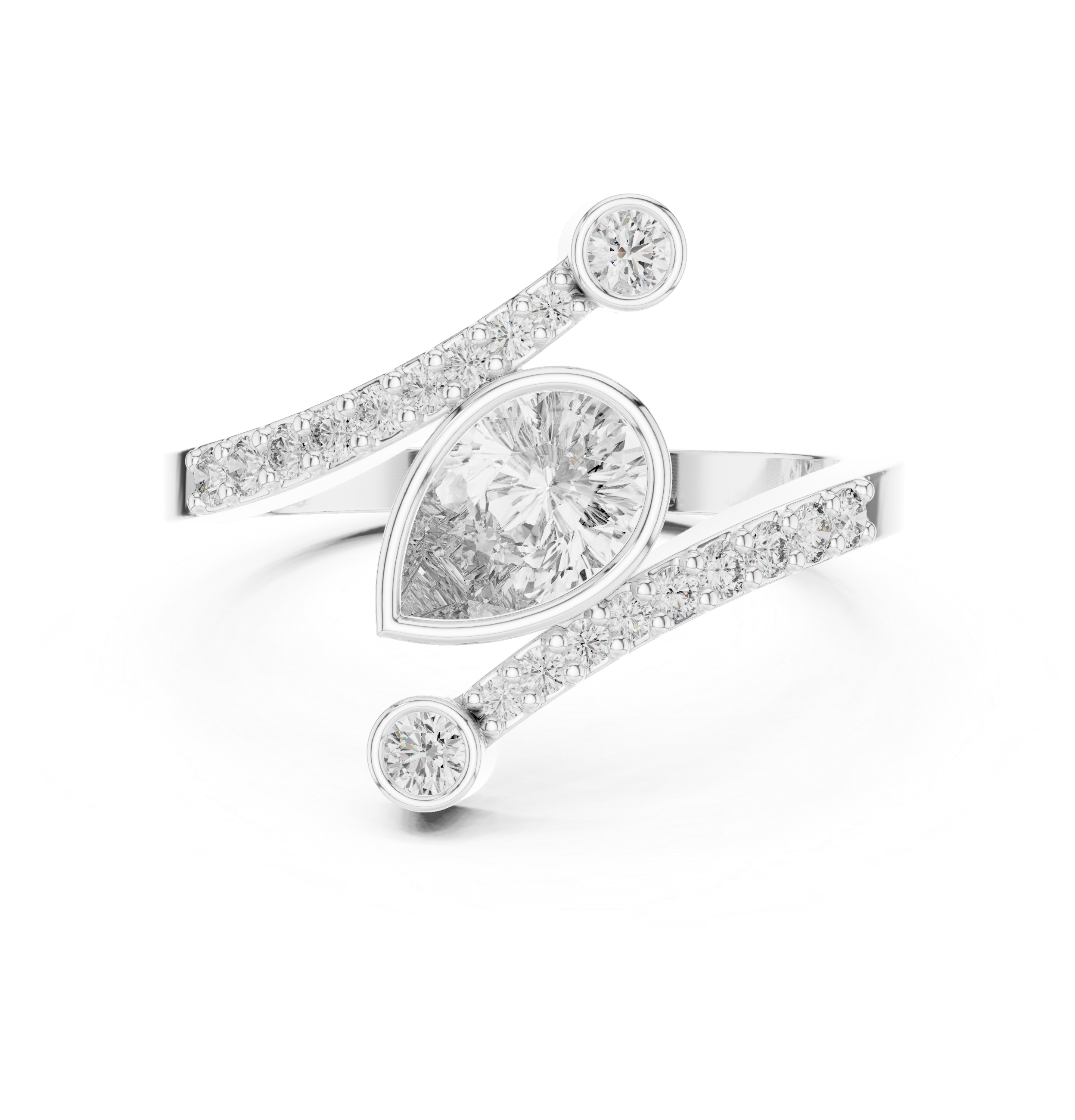 0.72 CT Pear Cut Bypass Diamond Ring
