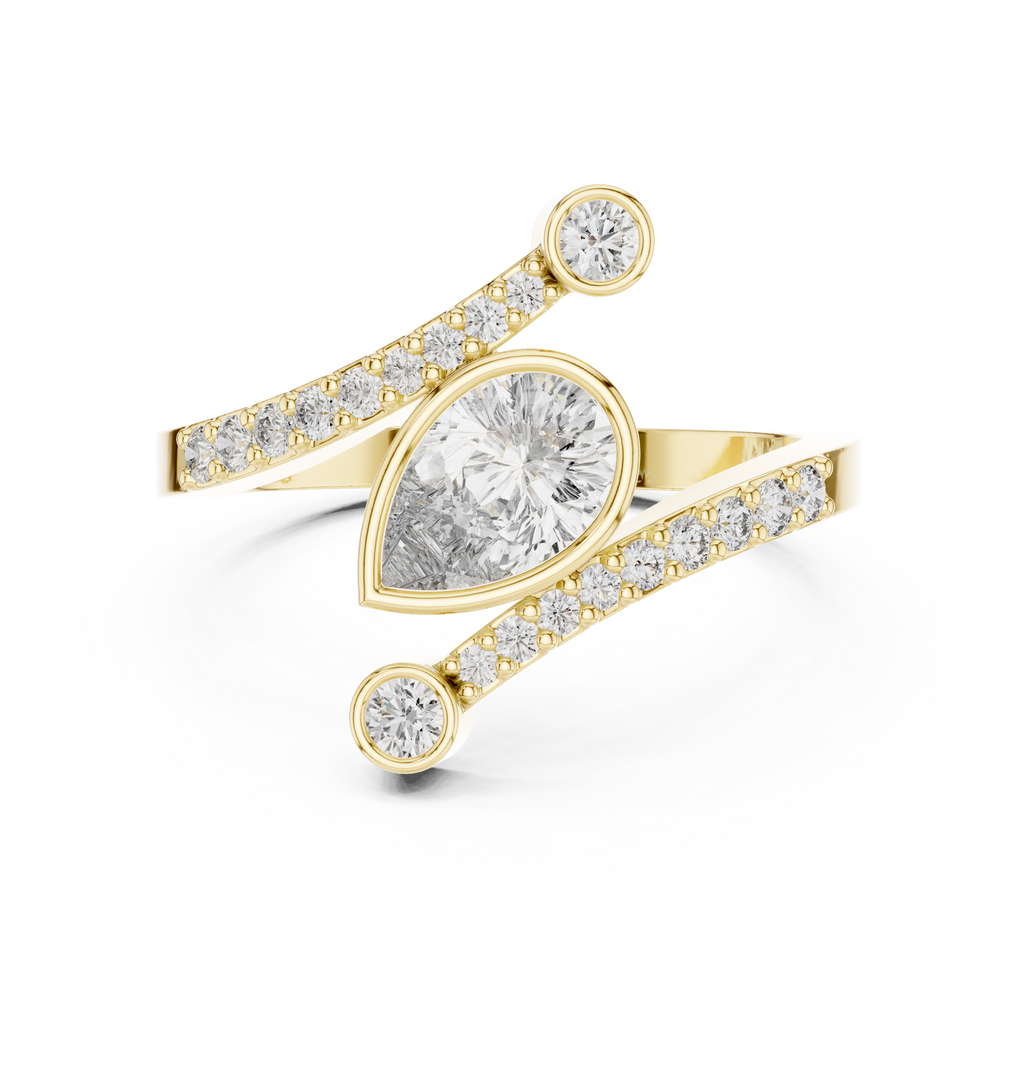0.72 CT Pear Cut Bypass Diamond Ring