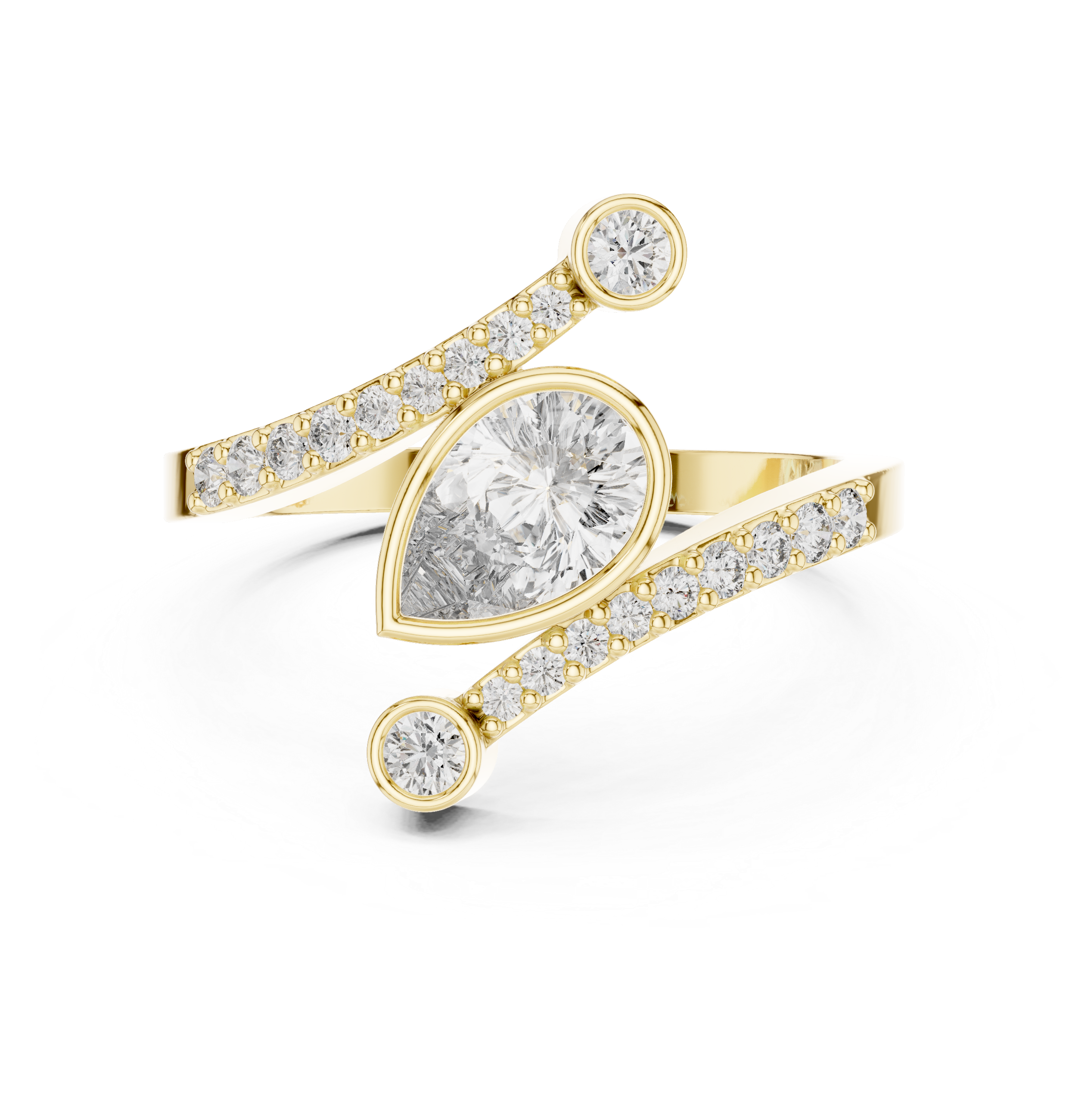 0.72 CT Pear Cut Bypass Diamond Ring