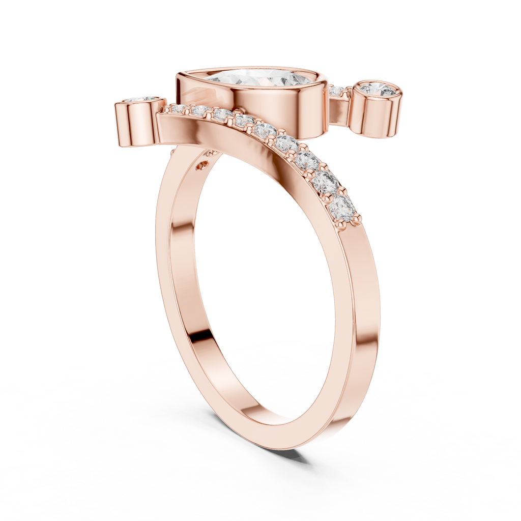 0.72 CT Pear Cut Bypass Diamond Ring