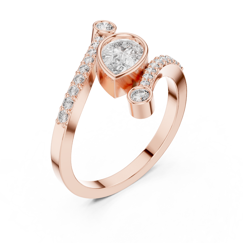 0.72 CT Pear Cut Bypass Diamond Ring