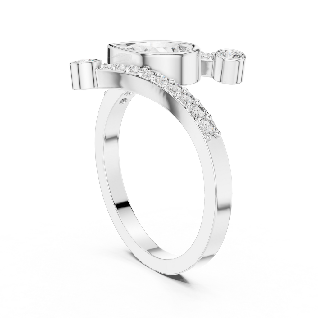 0.72 CT Pear Cut Bypass Diamond Ring