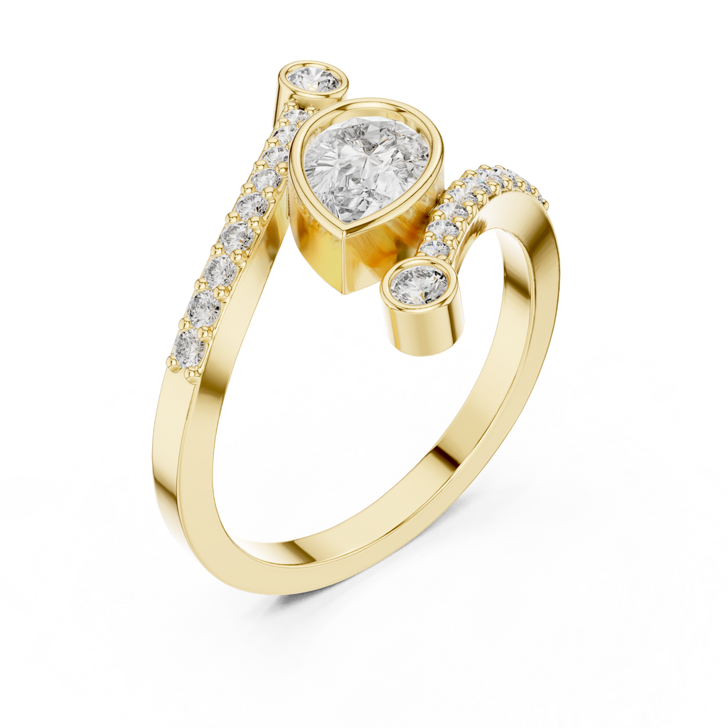 0.72 CT Pear Cut Bypass Diamond Ring