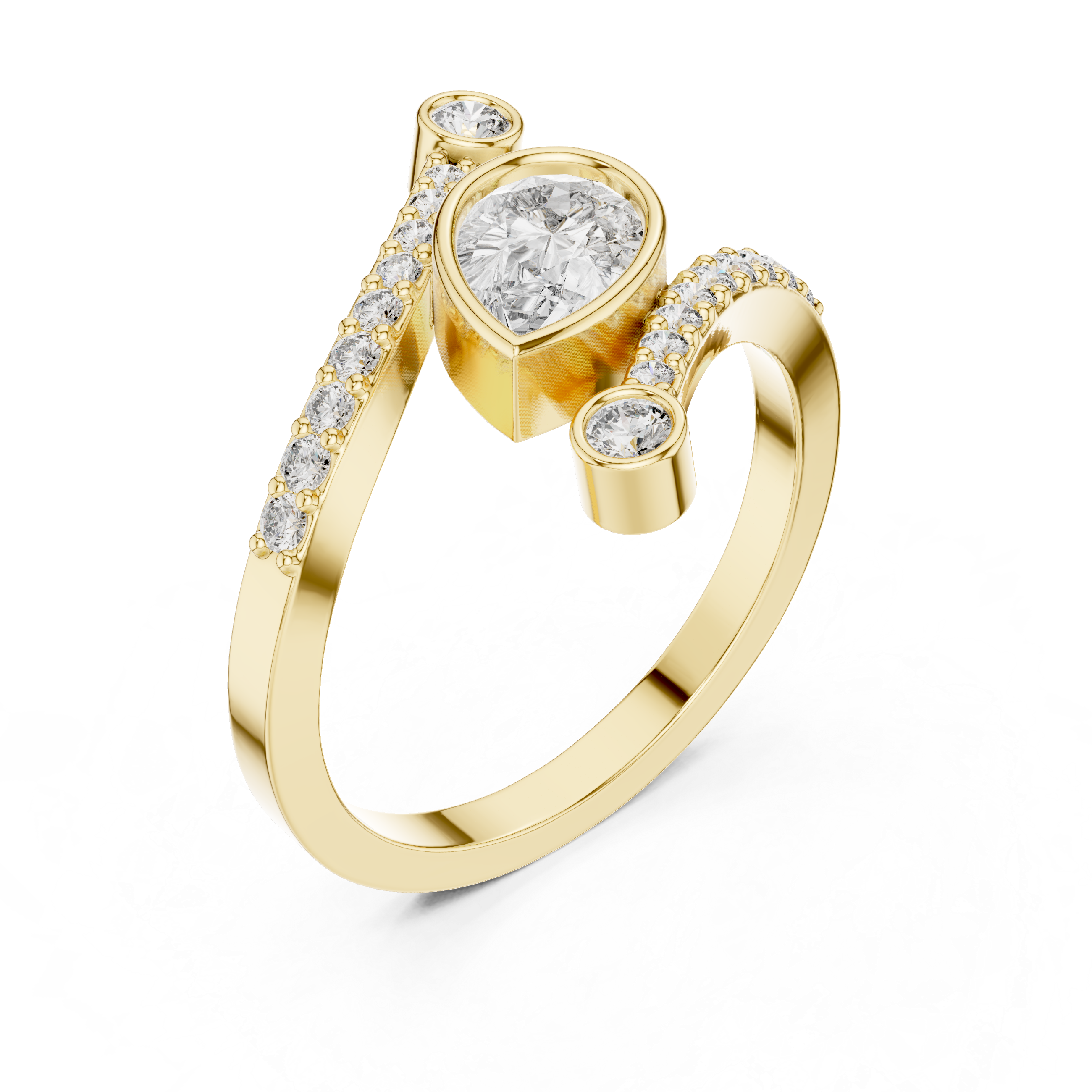0.72 CT Pear Cut Bypass Diamond Ring