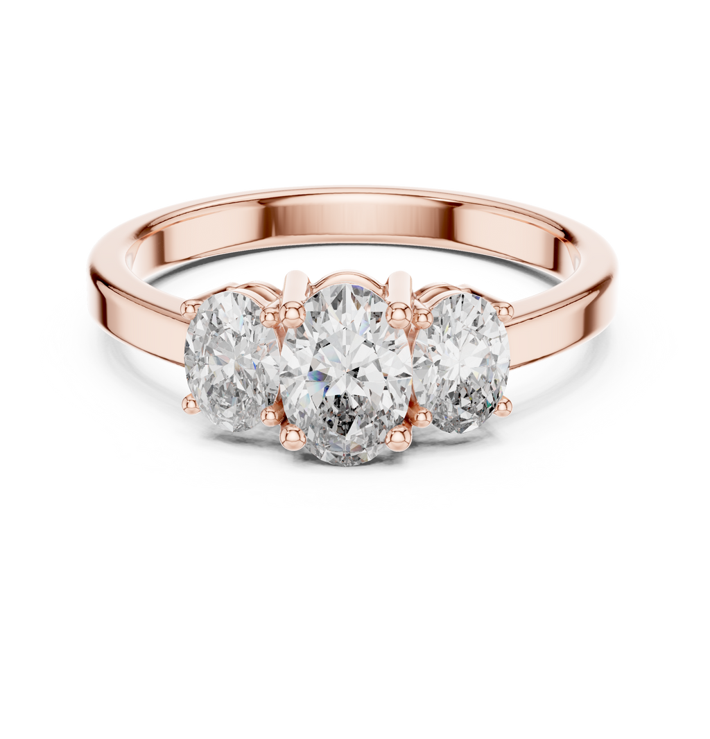 Three Stone Oval Diamond Engagement Ring 0.95 CTW
