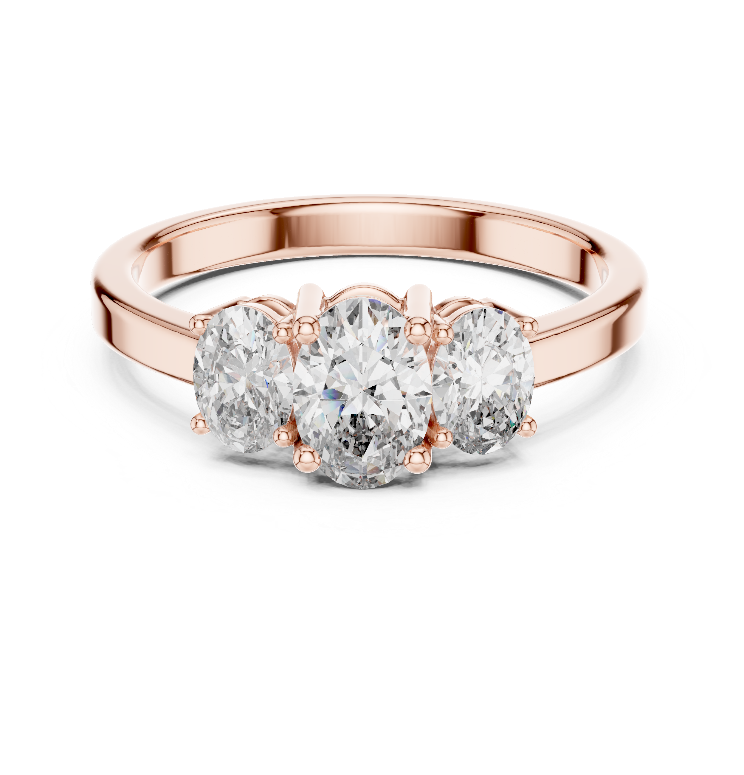 Three Stone Oval Diamond Engagement Ring 0.95 CTW