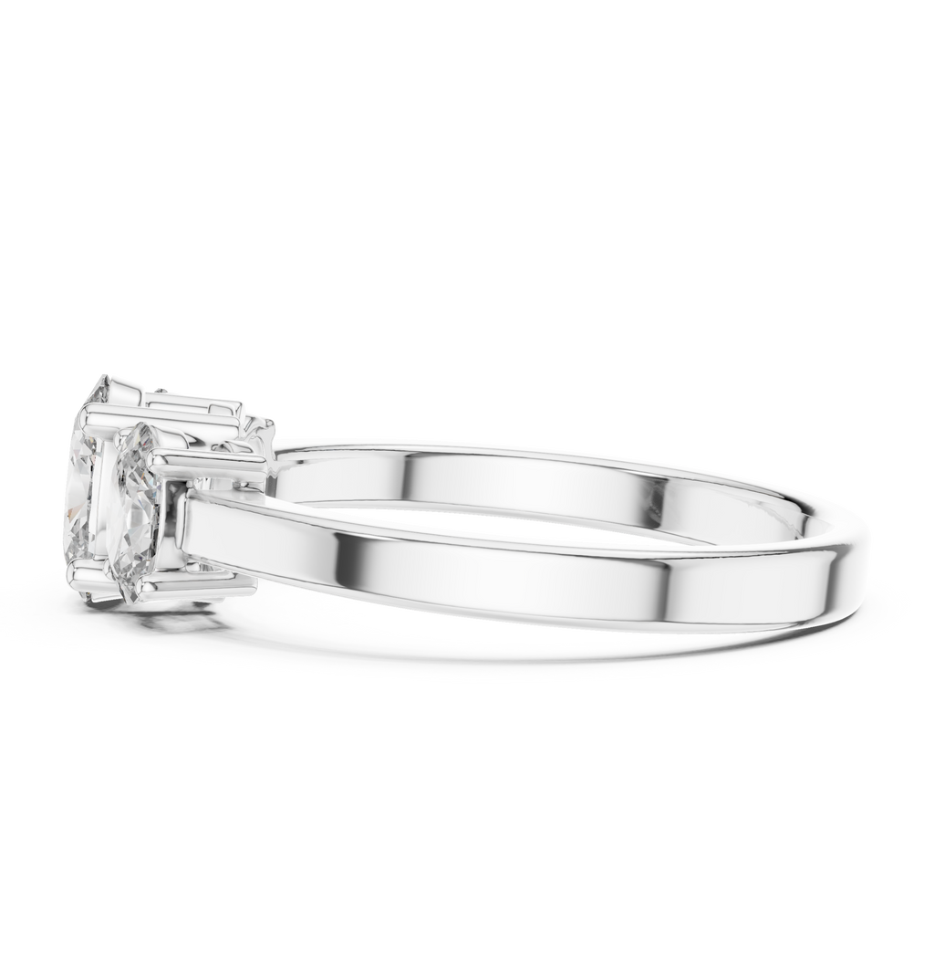 Three Stone Oval Diamond Engagement Ring 0.95 CTW