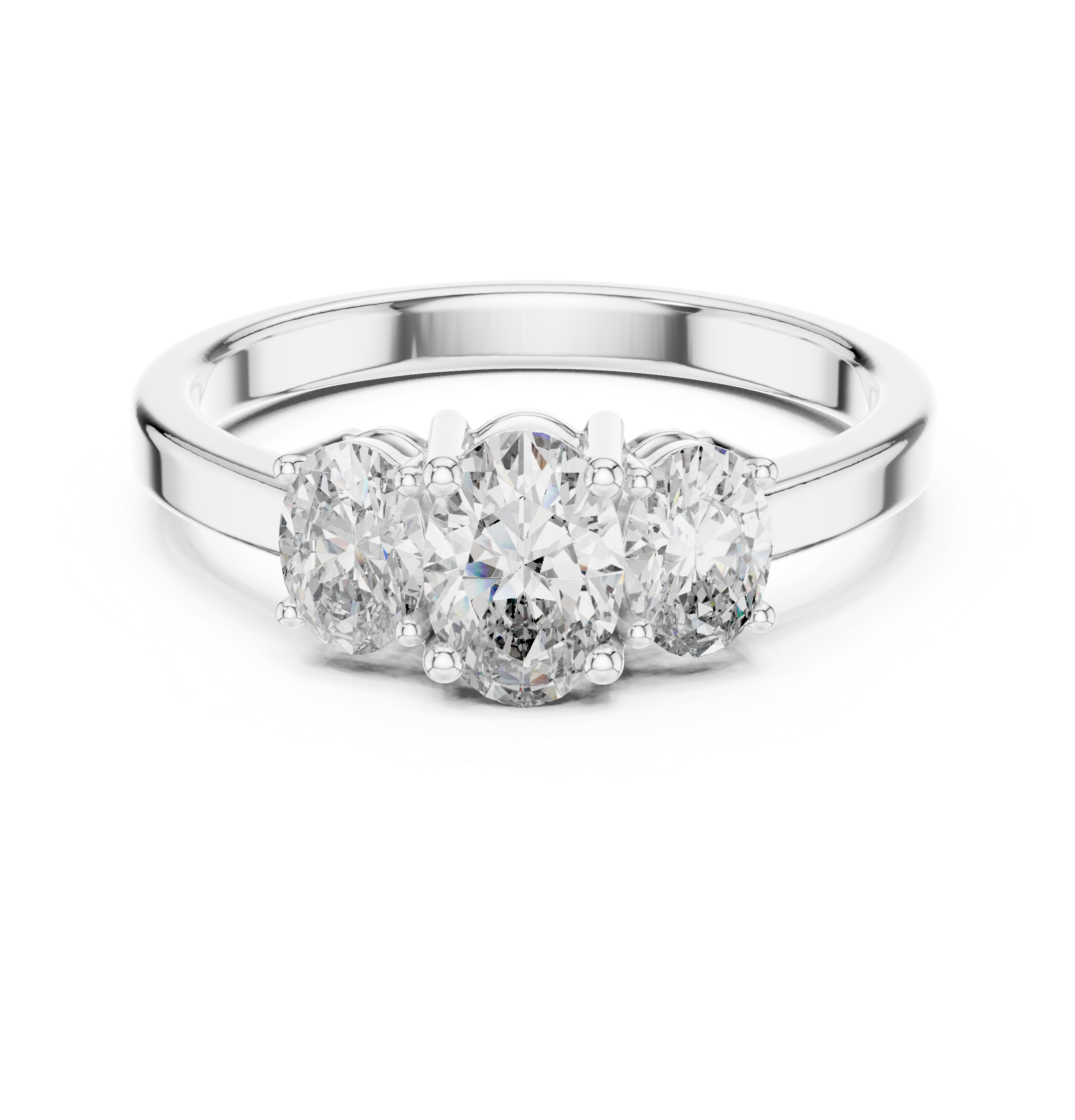 Three Stone Oval Diamond Engagement Ring 0.95 CTW