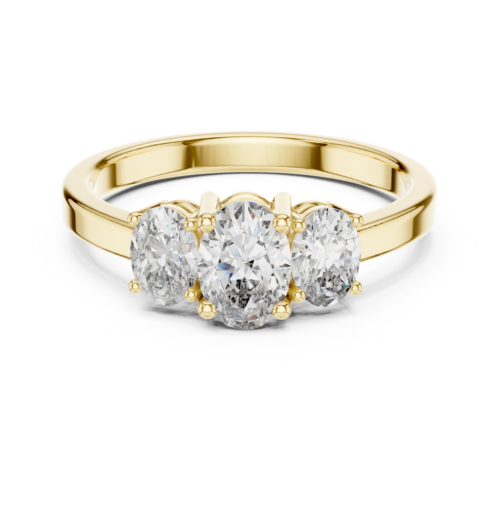 Three Stone Oval Diamond Engagement Ring 0.95 CTW
