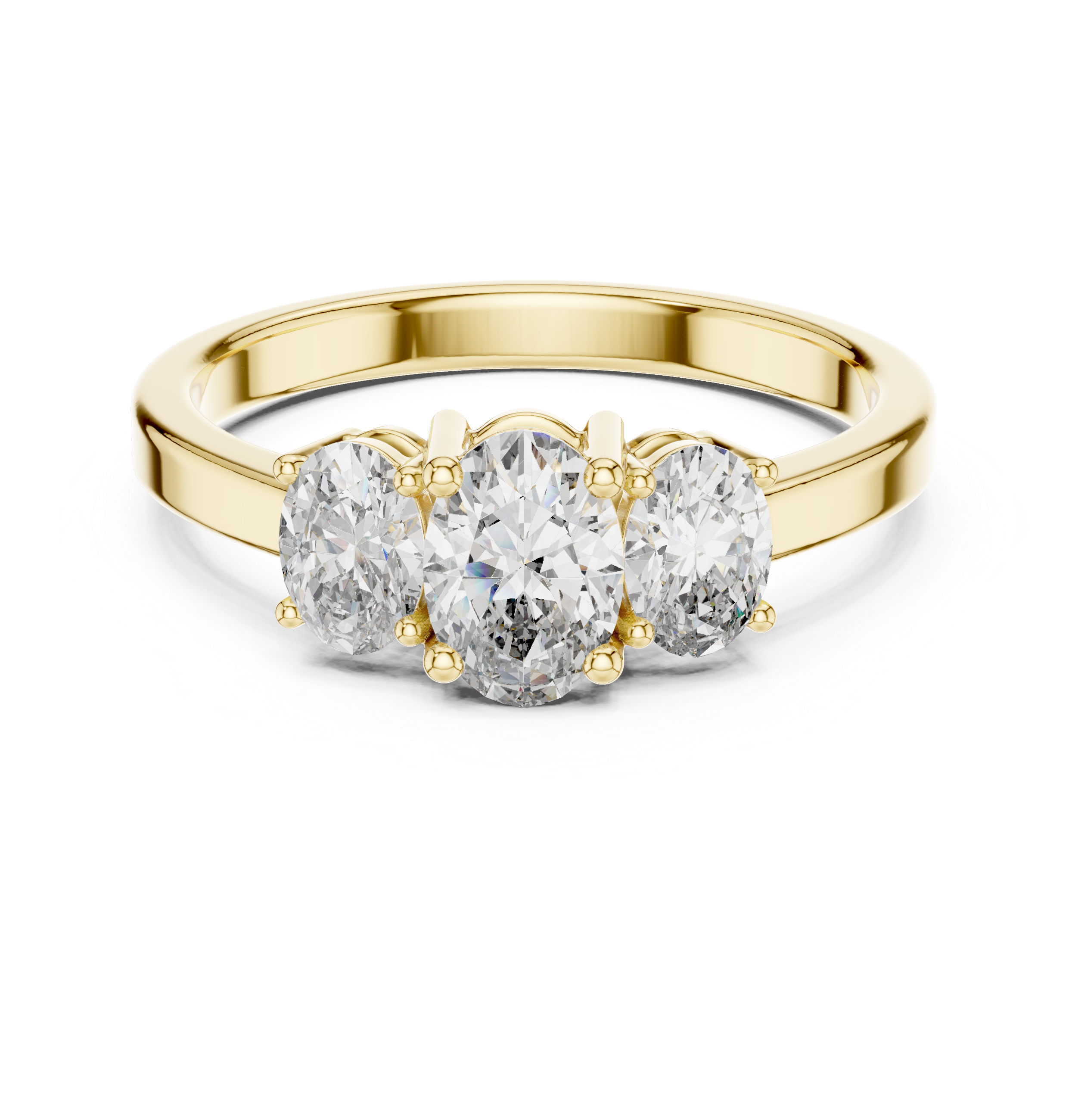 Three Stone Oval Diamond Engagement Ring 0.95 CTW