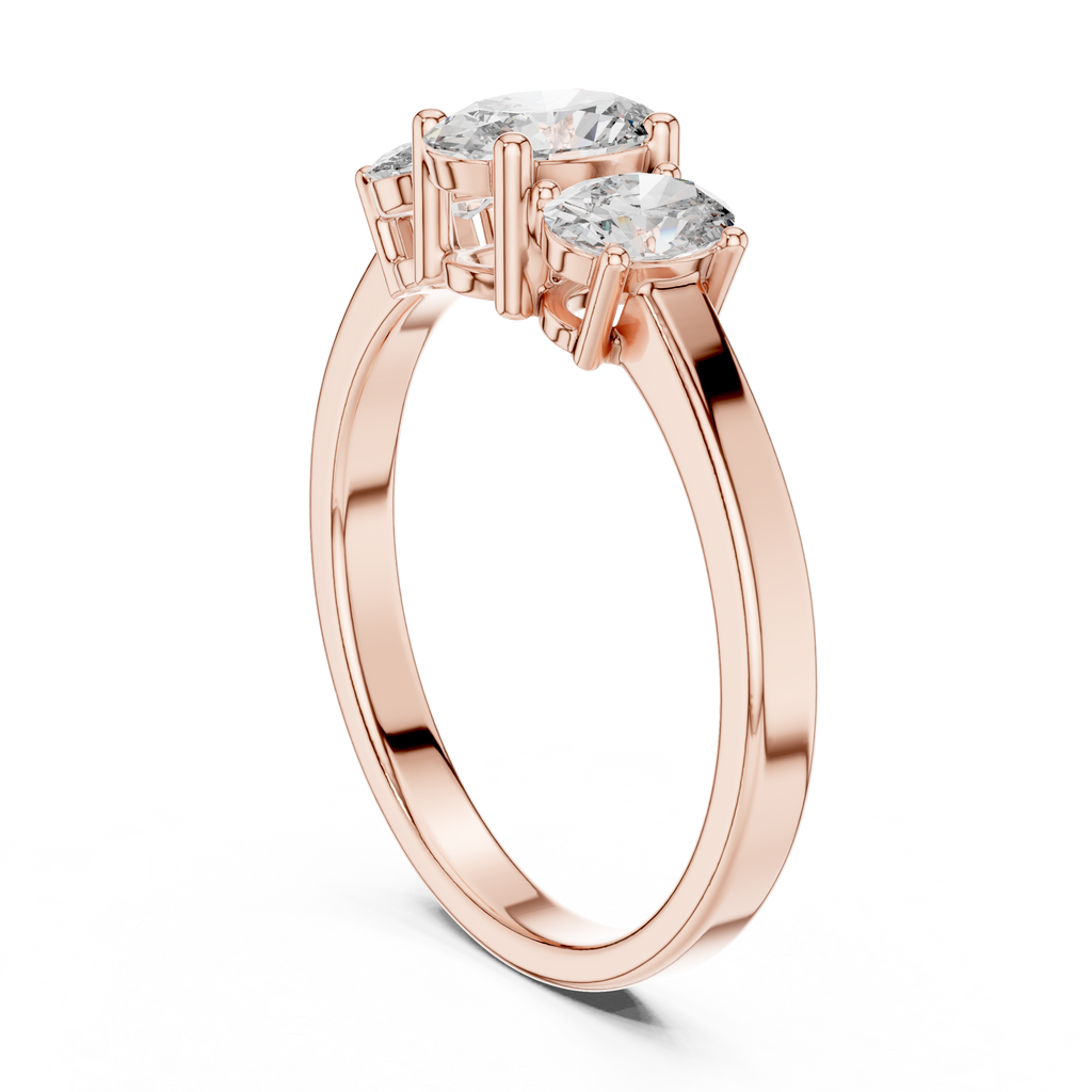Three Stone Oval Diamond Engagement Ring 0.95 CTW