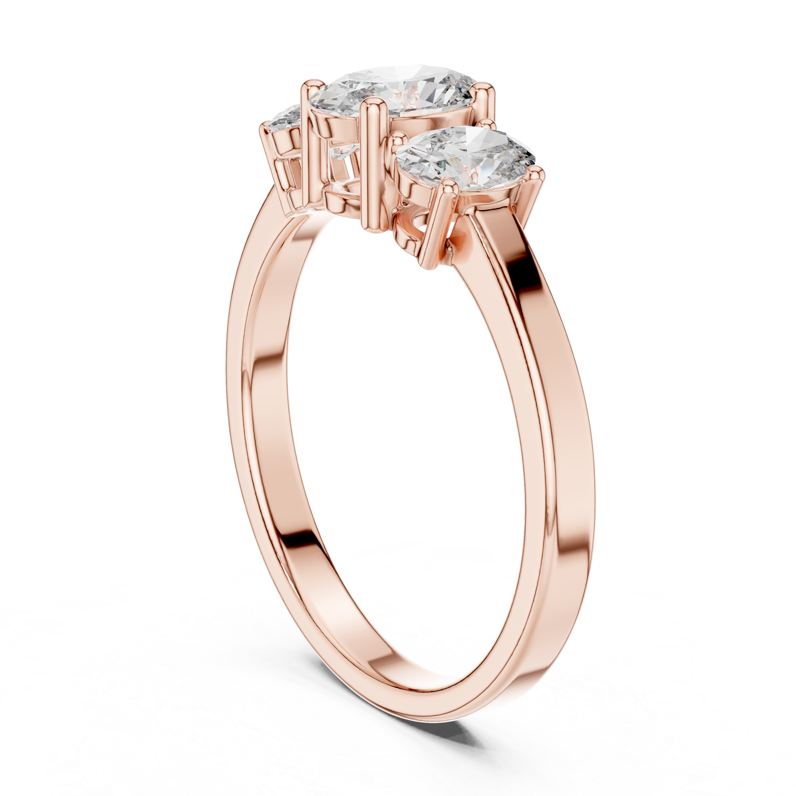 Three Stone Oval Diamond Engagement Ring 0.95 CTW