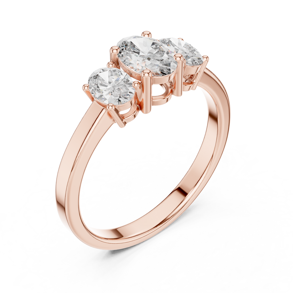Three Stone Oval Diamond Engagement Ring 0.95 CTW