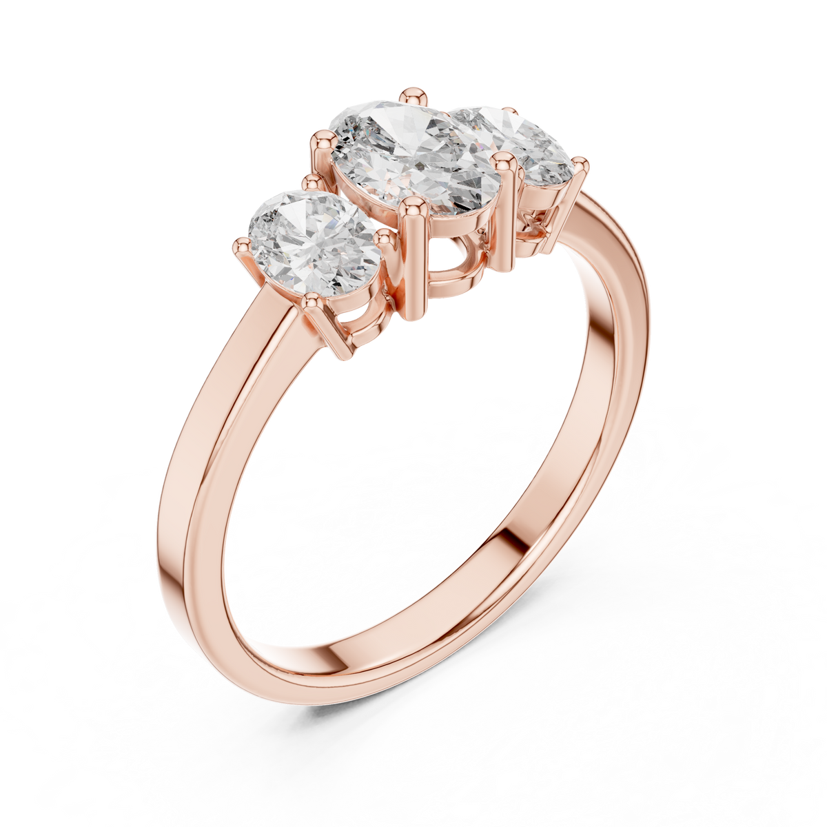 Three Stone Oval Diamond Engagement Ring – view 7 of 12, lab grown diamond ring | Jewelix Atelier