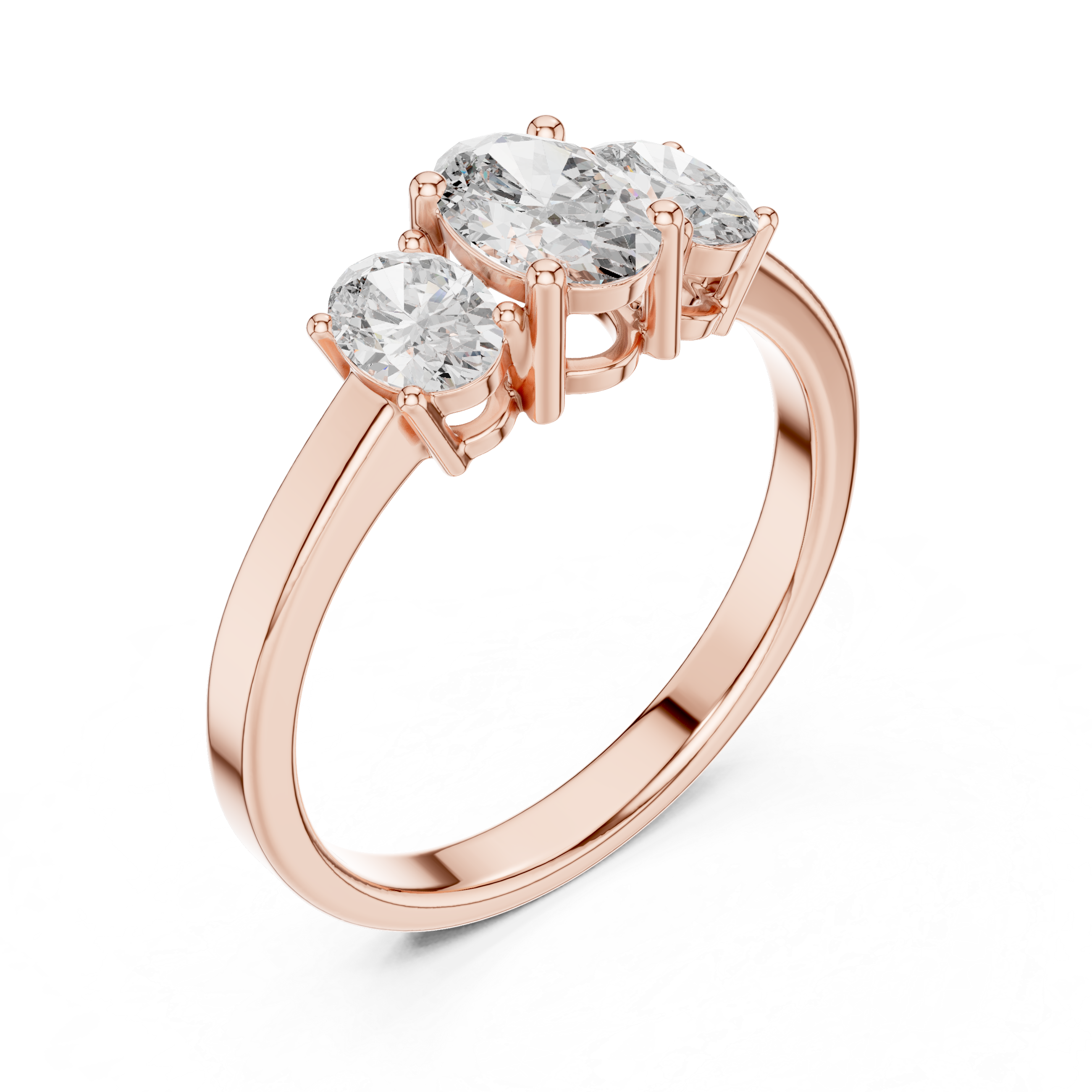 Three Stone Oval Diamond Engagement Ring 0.95 CTW