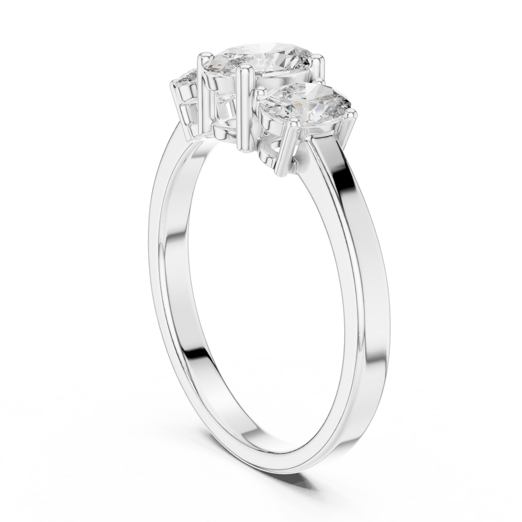 Three Stone Oval Diamond Engagement Ring 0.95 CTW