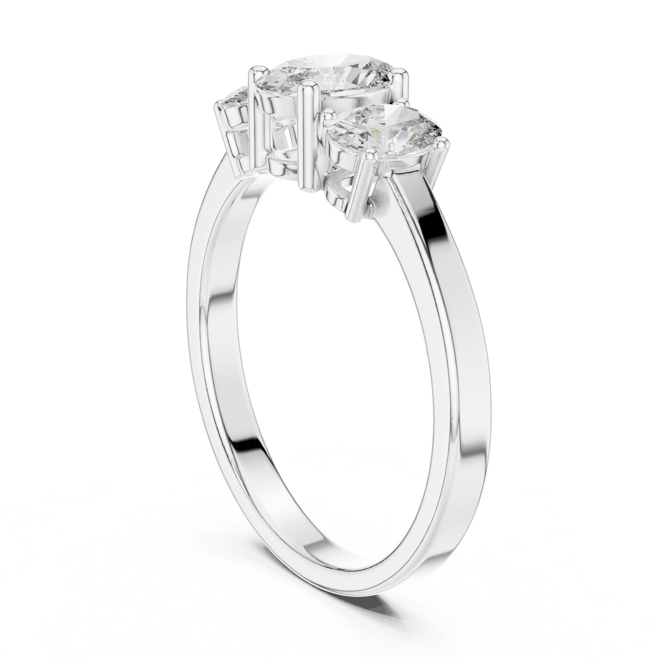 Three Stone Oval Diamond Engagement Ring 0.95 CTW