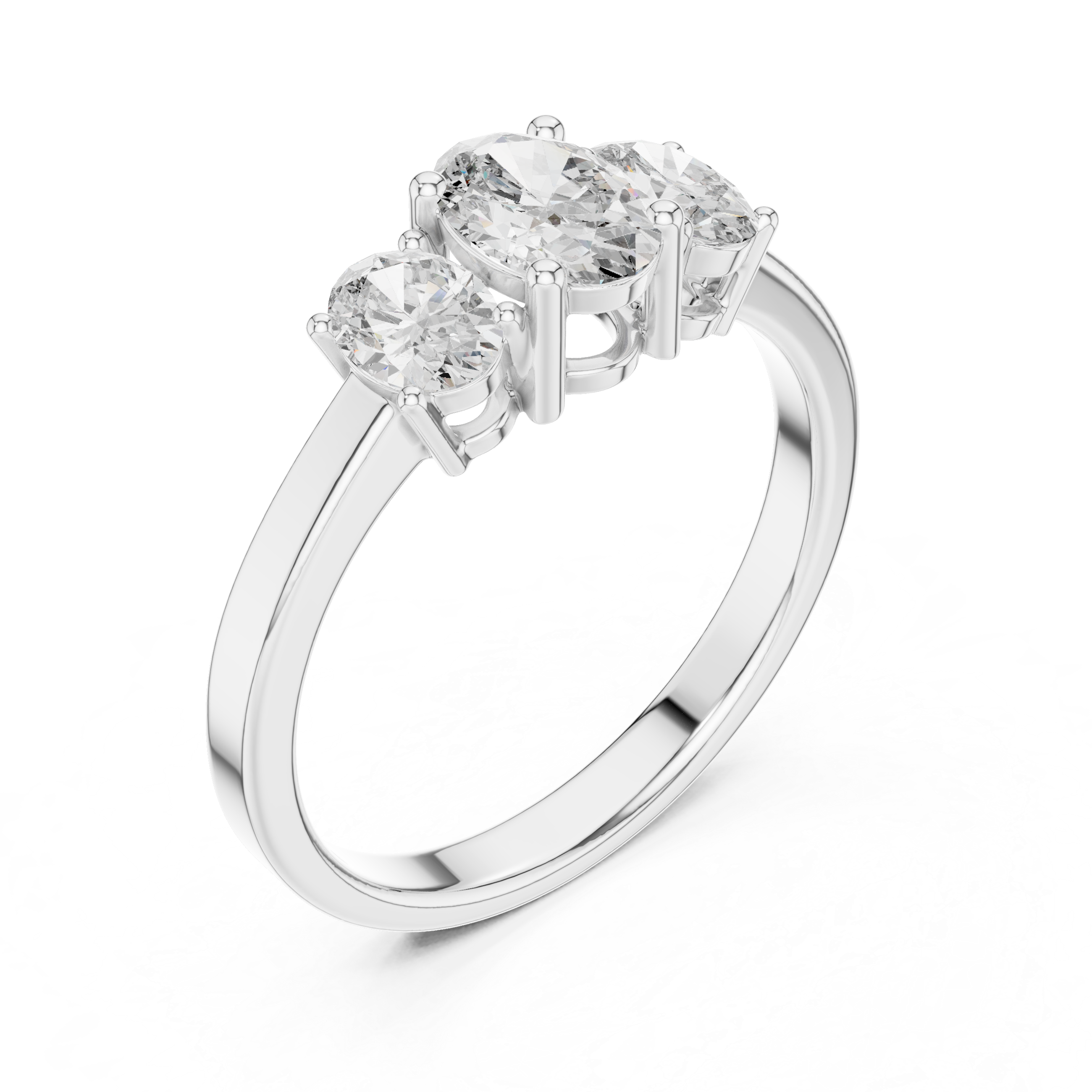 Three Stone Oval Diamond Engagement Ring 0.95 CTW