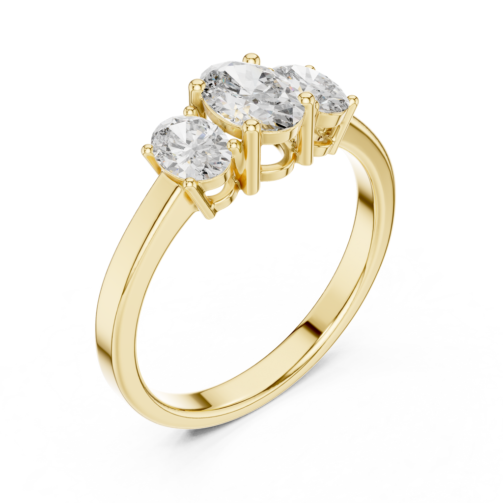 Three Stone Oval Diamond Engagement Ring 0.95 CTW