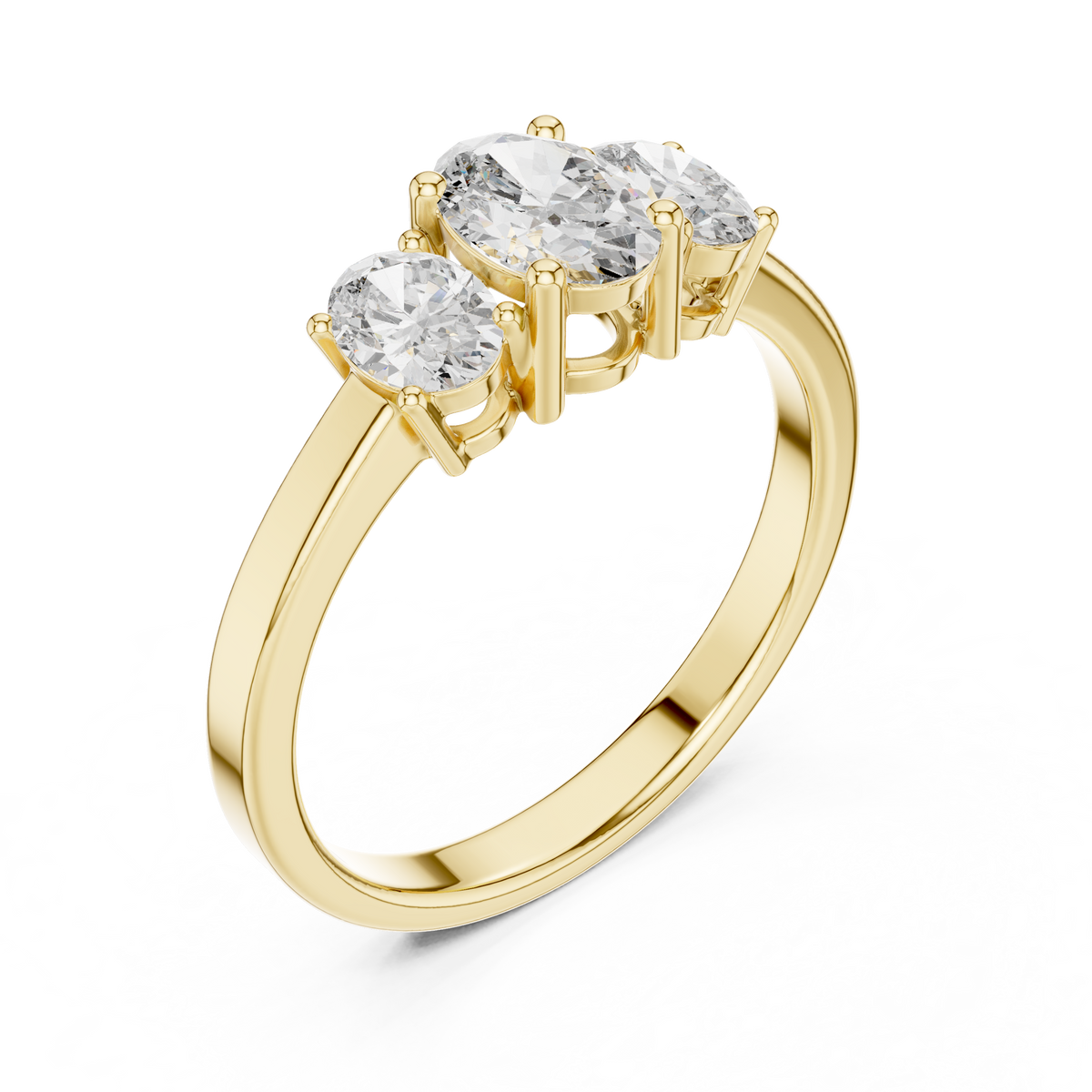 Three Stone Oval Diamond Engagement Ring – view 11 of 12, lab grown diamond ring | Jewelix Atelier