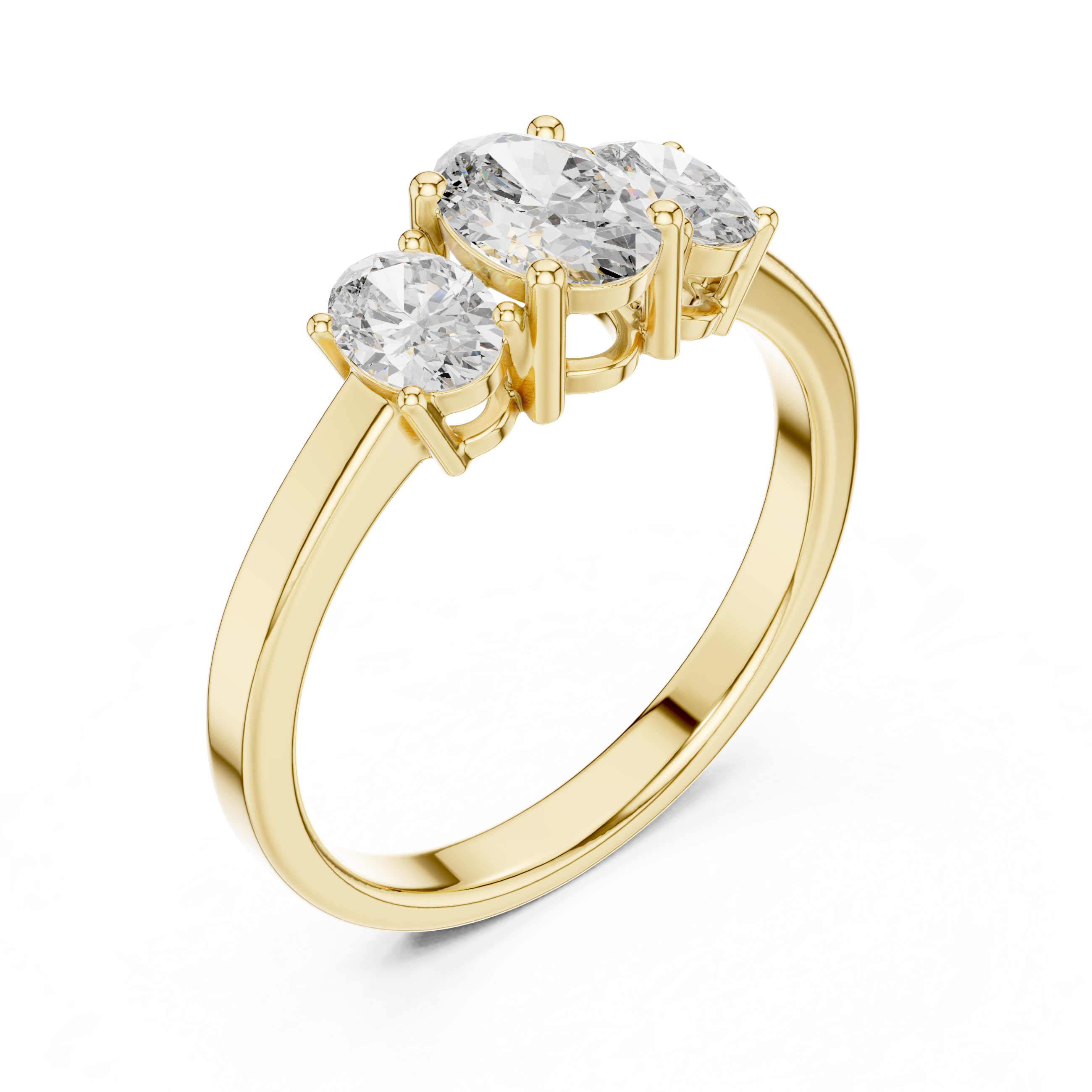 Three Stone Oval Diamond Engagement Ring 0.95 CTW
