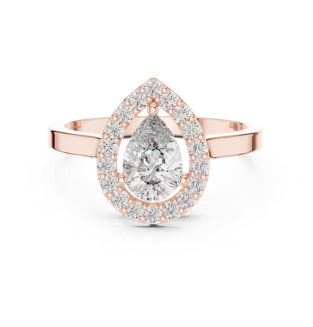 Pear Shape Halo Diamond Engagement Ring 0.92 CTW