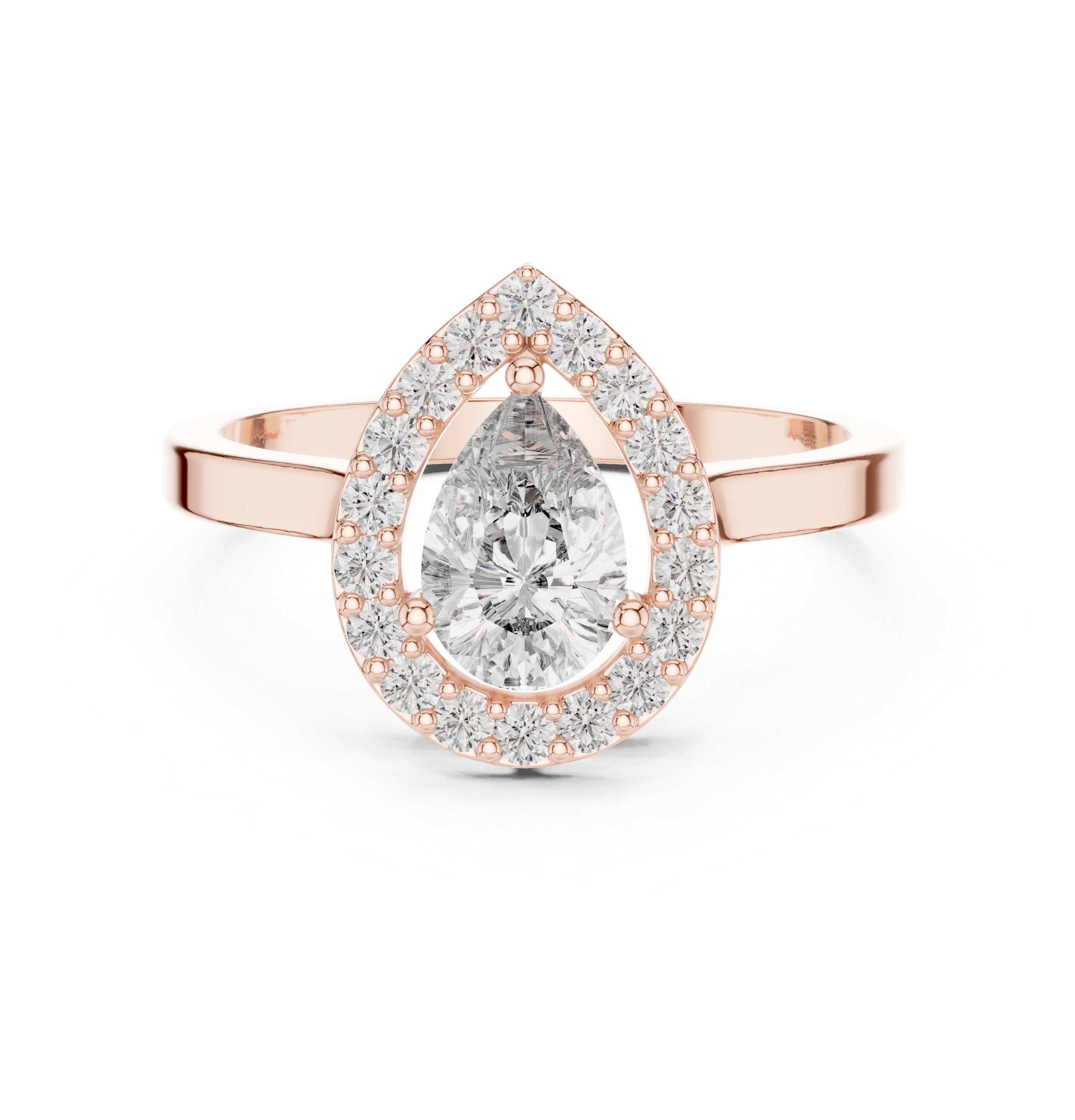 Pear Shape Halo Diamond Engagement Ring 0.92 CTW