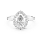 Pear Shape Halo Diamond Engagement Ring 0.92 CTW