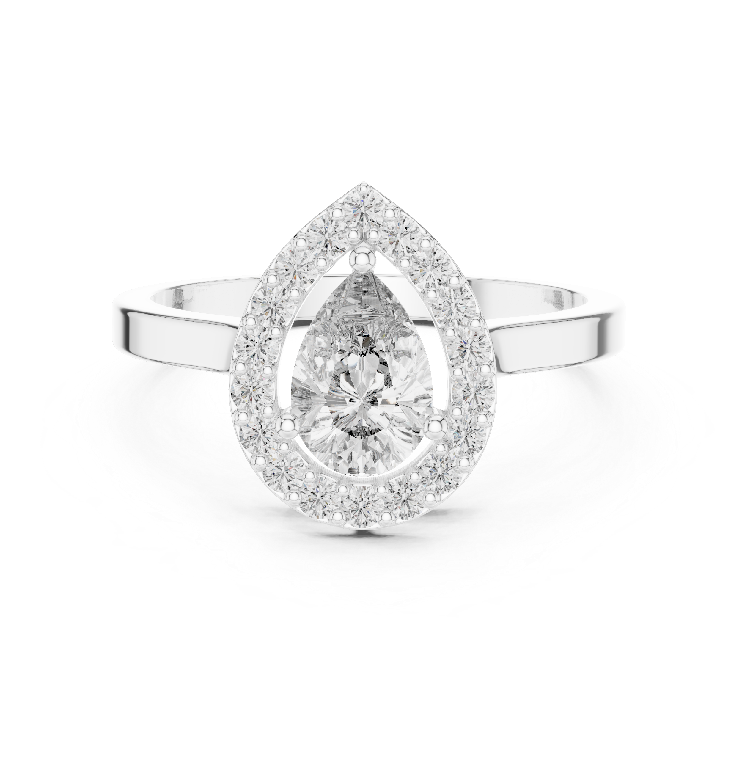 Pear Shape Halo Diamond Engagement Ring 0.92 CTW