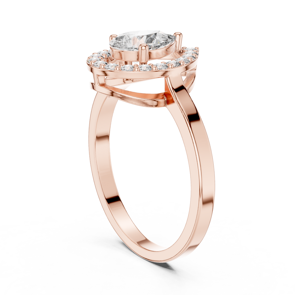 Pear Shape Halo Diamond Engagement Ring 0.92 CTW