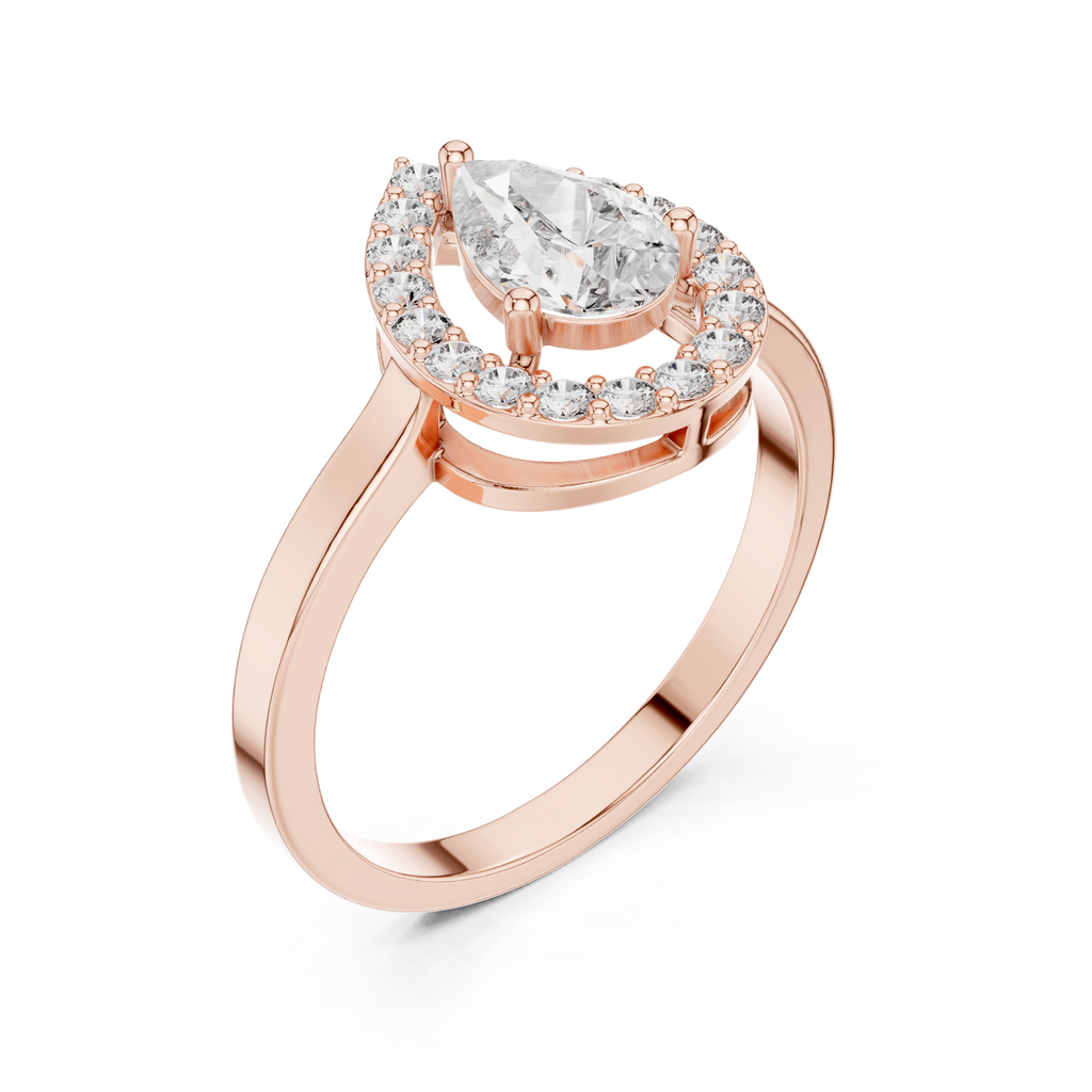 Pear Shape Halo Diamond Engagement Ring 0.92 CTW