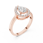 Pear Shape Halo Diamond Engagement Ring 0.92 CTW