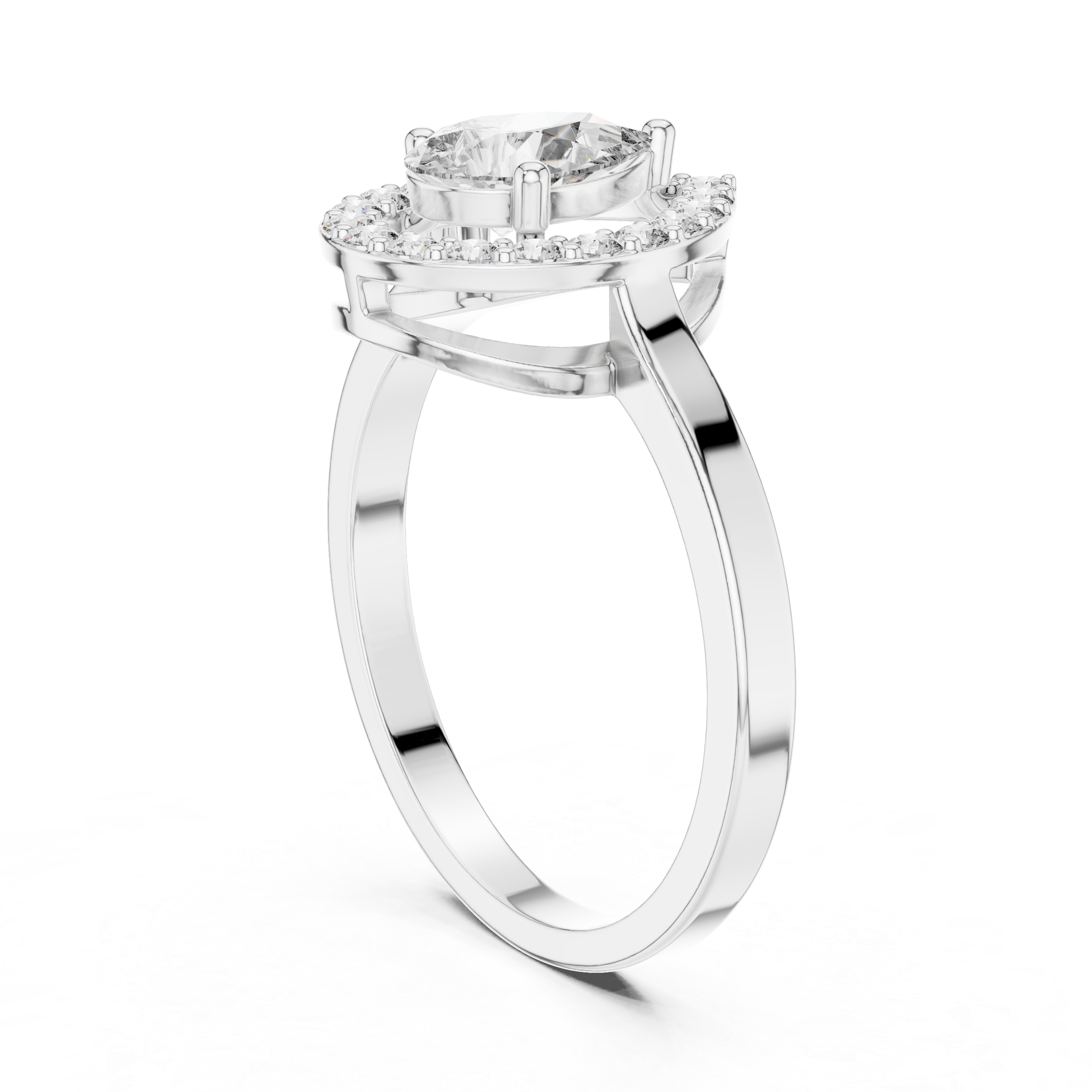 Pear Shape Halo Diamond Engagement Ring 0.92 CTW