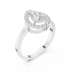 Pear Shape Halo Diamond Engagement Ring 0.92 CTW