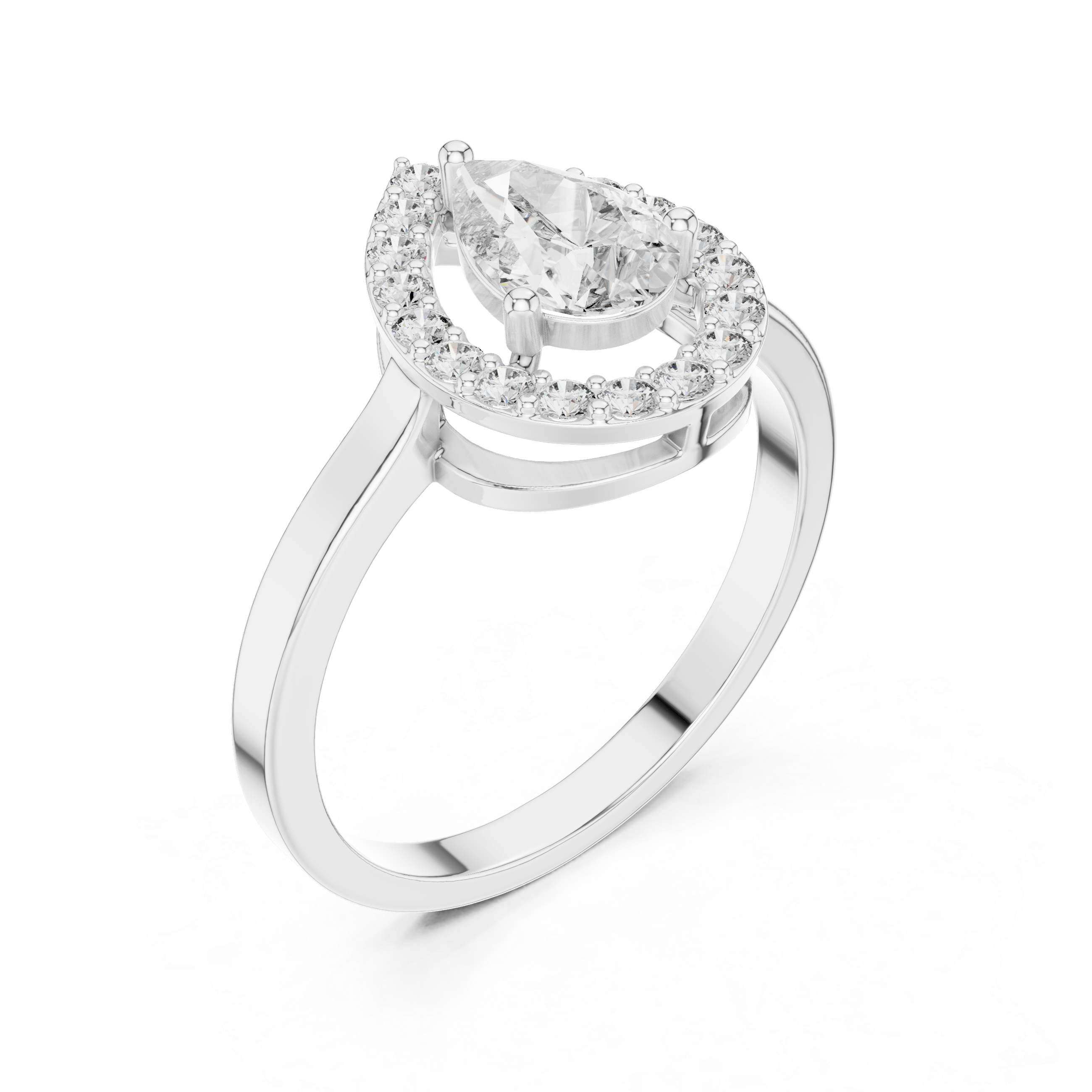 Pear Shape Halo Diamond Engagement Ring 0.92 CTW