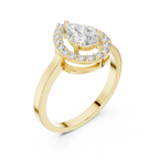 Pear Shape Halo Diamond Engagement Ring 0.92 CTW