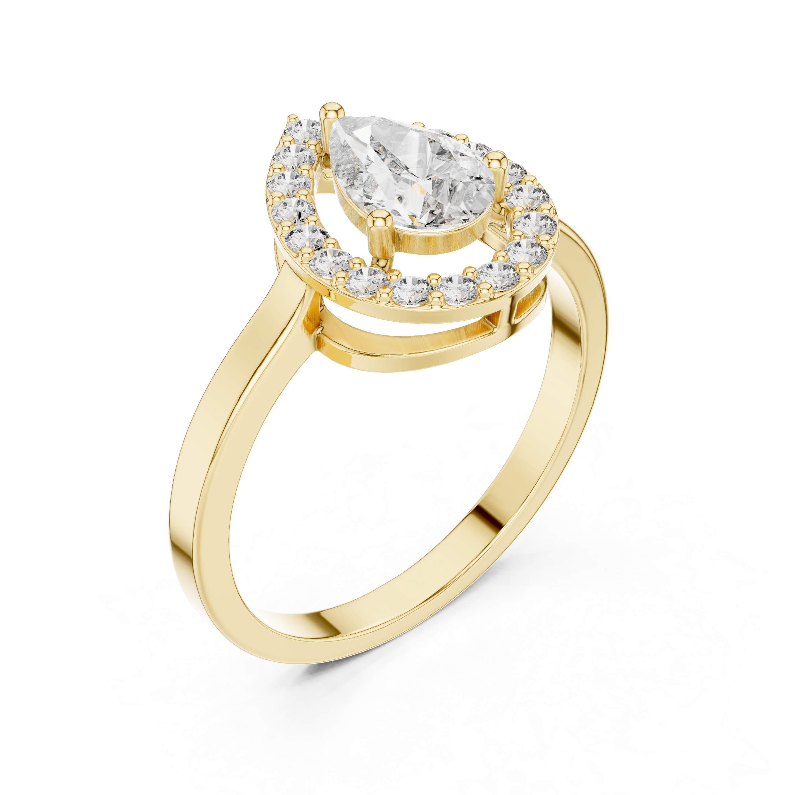 Pear Shape Halo Diamond Engagement Ring 0.92 CTW