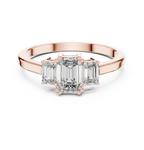 Three Stone Emerald Cut Diamond Engagement Ring 0.87 CTW