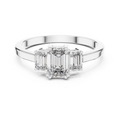 Three Stone Emerald Cut Diamond Engagement Ring 0.87 CTW