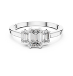 Three Stone Emerald Cut Diamond Engagement Ring 0.87 CTW